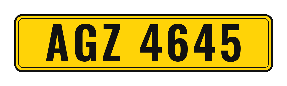 Number plate AGZ 4645