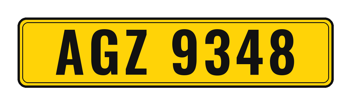 Number plate AGZ 9348