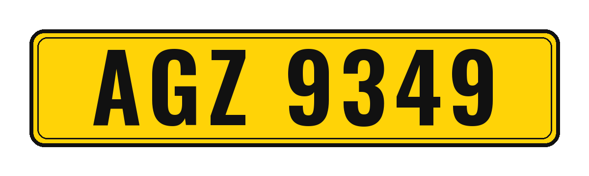 Number plate AGZ 9349