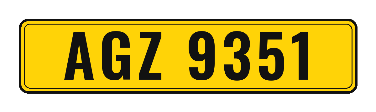 Number plate AGZ 9351