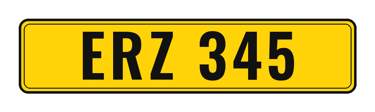Number plate ERZ 345