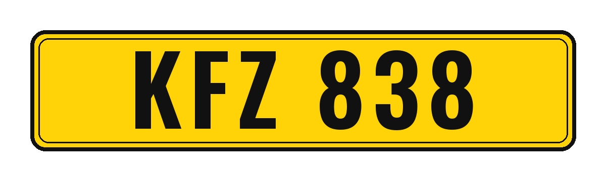 Number plate KFZ 838