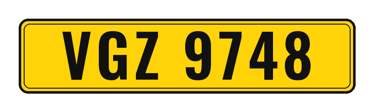 Number plate VGZ 9748