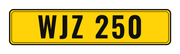Number plate WJZ 250