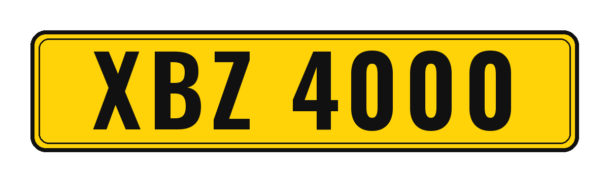 Number plate XBZ 4000